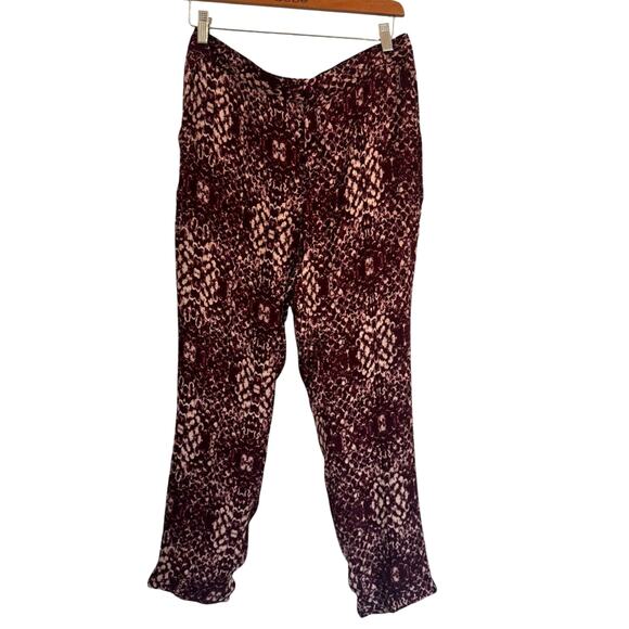 HAUTE HIPPIE The Tailored Slim Shady Pants Silk Sz 6 Merlot Snake Print - Picture 2 of 7